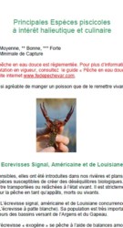 Principales Esp�ces piscicoles  � int�r�t halieutique et culinaire